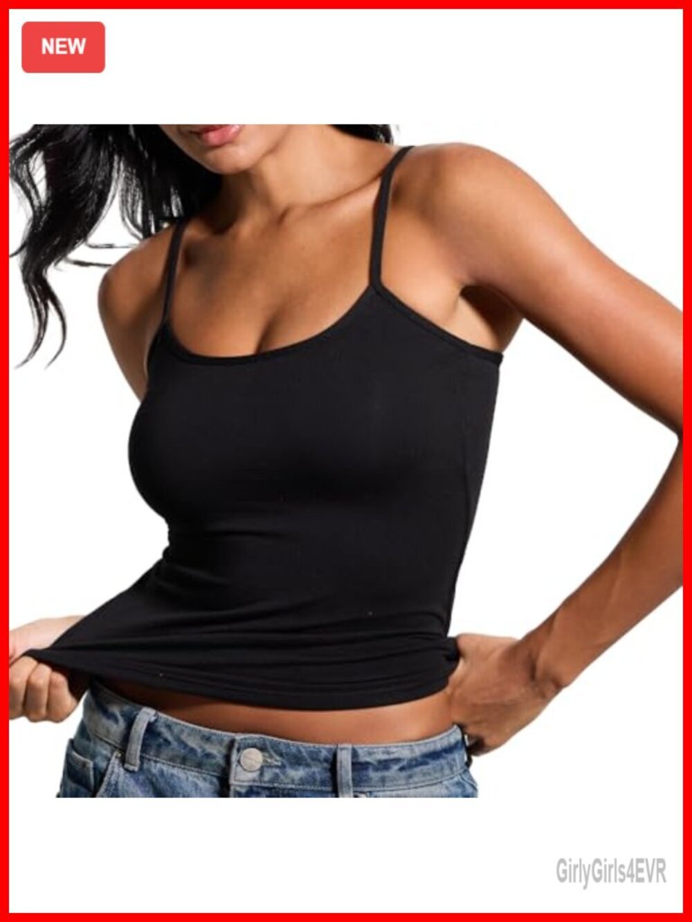 Strapless Built-In Bra Tank Top with Removable Pads Stretchy Fabric
